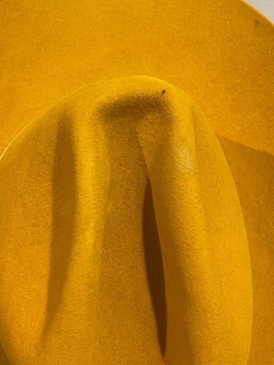 READ Vtg Resistol Western Self Conforming Felt Cowboy Hat Mustard Yellow 7 1/4 main image 9